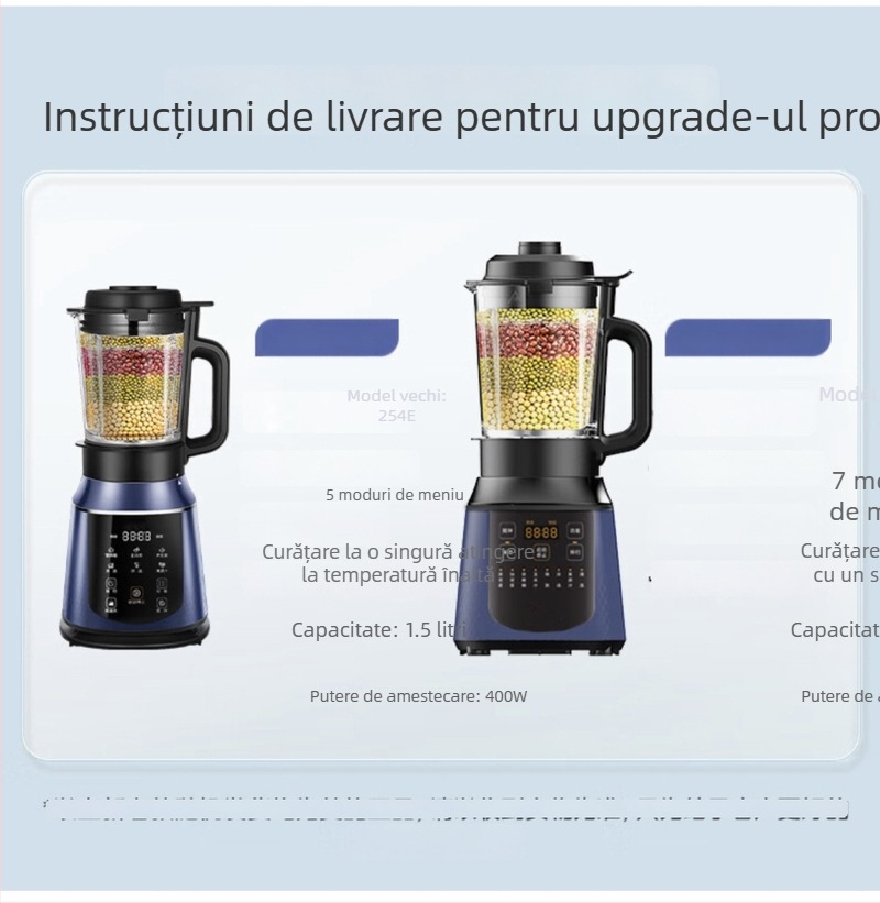 Blender multifuncțional de bucătărie pentru lapte de soia, storcător și procesor de alimente – pentru 2–3 porții, control manual, izolație, capacitate 1,2 L sau mai mare, încălzire 3D omogenă
