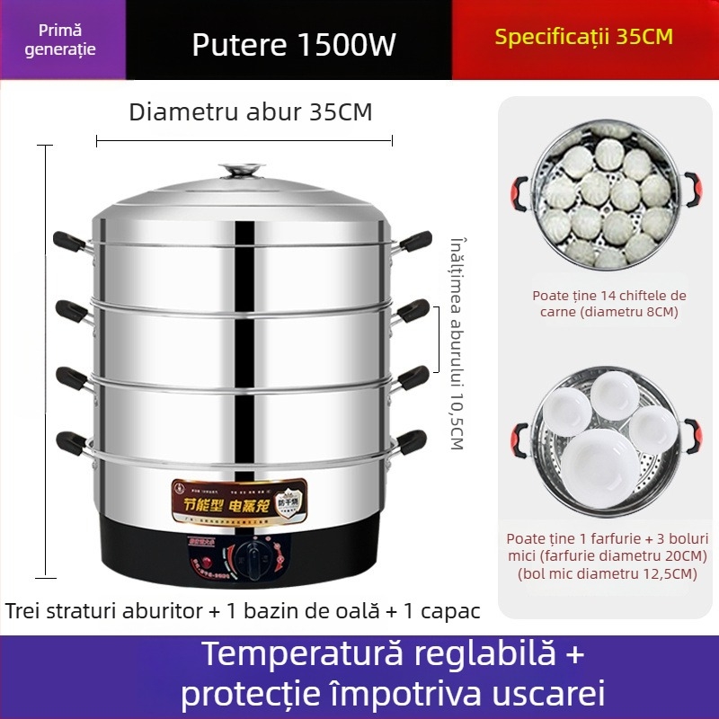 Aburitor electric, oțel inoxidabil, trei sau mai multe etaje, capacitate peste 10 L, oprire automată
