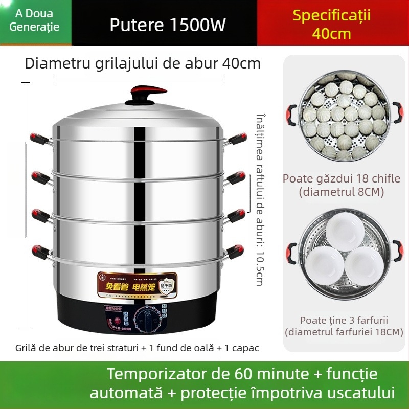 Aburitor electric, oțel inoxidabil, trei sau mai multe etaje, capacitate peste 10 L, oprire automată