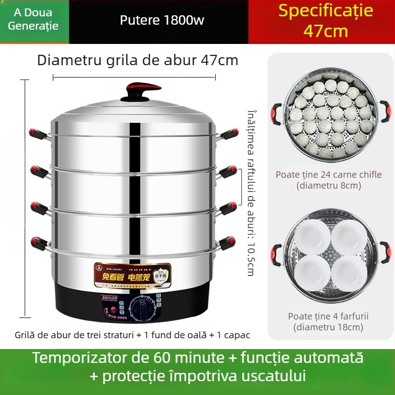 Aburitor electric, oțel inoxidabil, trei sau mai multe etaje, capacitate peste 10 L, oprire automată