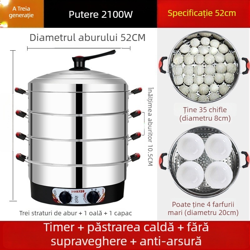 Aburitor electric, oțel inoxidabil, trei sau mai multe etaje, capacitate peste 10 L, oprire automată