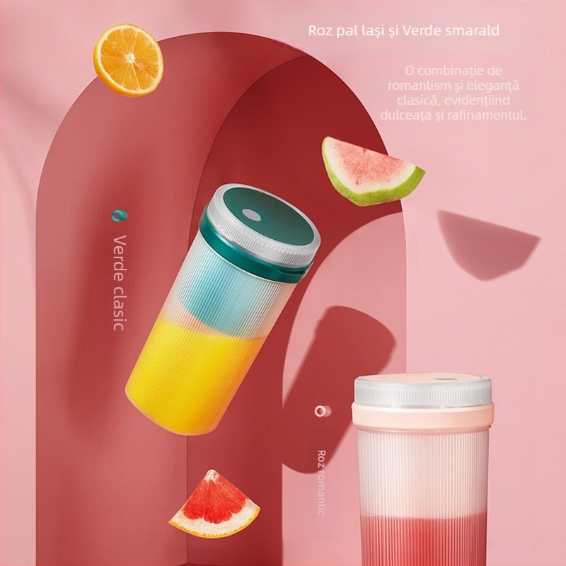 Storcător de suc portabil, cu curățare automată, 18000 rpm, 5+ lame, capacitate 400 ml, baterie încorporată, 200 W