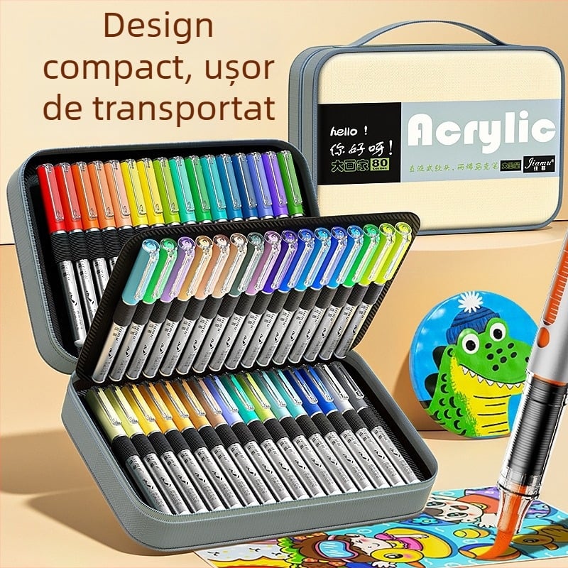 Marker acrilic lichid cu vârf moale, marker color pentru copii și elevi, potrivit pentru desen artistic, poate fi suprapus pentru efecte de acuarelă