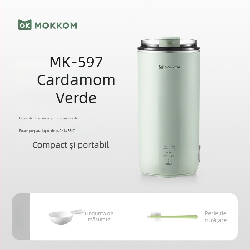 Moke MK-597 Mașină de lapte de soia — corp din oțel inoxidabil, măcinare fără sită, încălzire a carcasei, 300W, capacitate sub 1 L