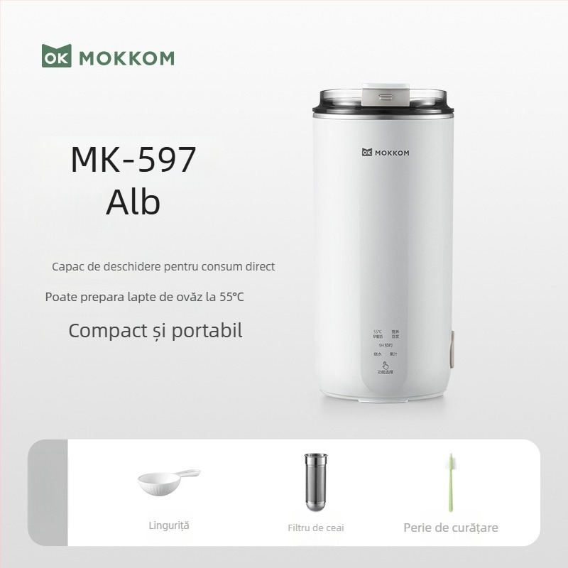 Moke MK-597 Mașină de lapte de soia — corp din oțel inoxidabil, măcinare fără sită, încălzire a carcasei, 300W, capacitate sub 1 L