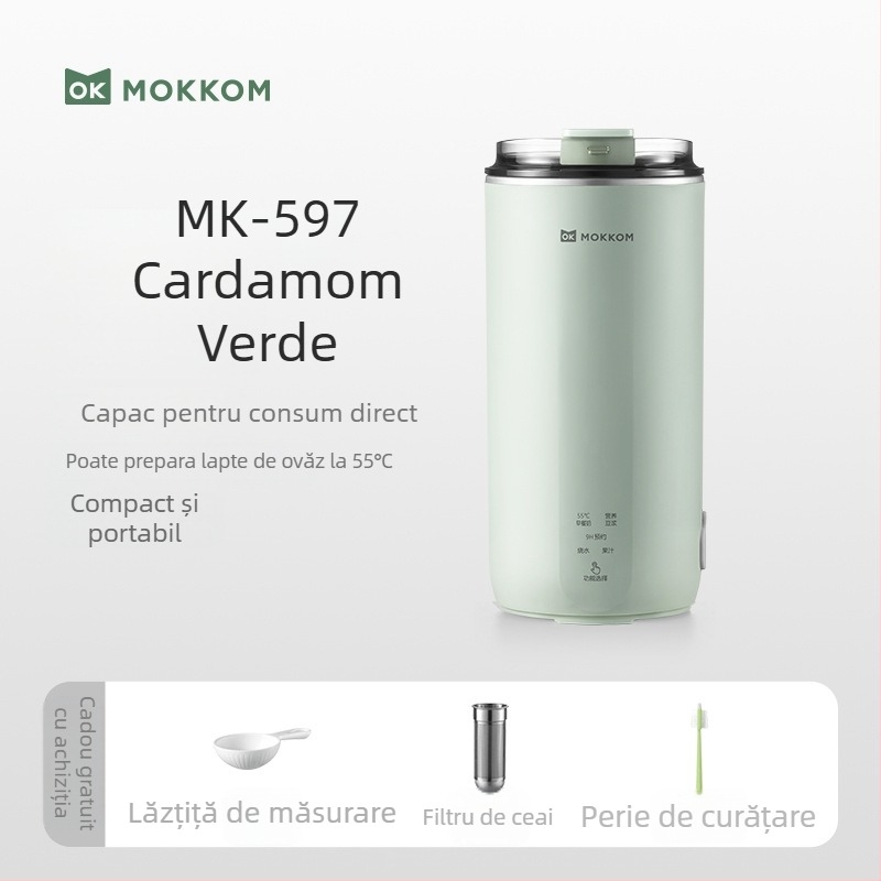 Moke MK-597 Mașină de lapte de soia — corp din oțel inoxidabil, măcinare fără sită, încălzire a carcasei, 300W, capacitate sub 1 L