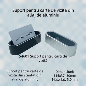 Suport pentru carduri de vizită din aliaj de aluminiu – Modelul 54601, strat unic, stil geometric, imprimare logo și personalizare