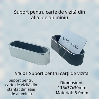 Suport pentru carduri de vizită din aliaj de aluminiu – Modelul 54601, strat unic, stil geometric, imprimare logo și personalizare
