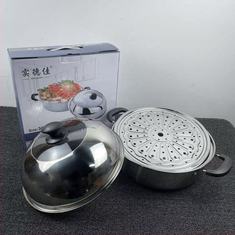 Vas de aburi din oțel inoxidabil 201, un singur strat, antiaderent, potrivit pentru aragazuri obișnuite, model Sauna pot