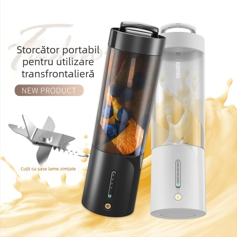 Storcător portabil cu baterie încorporată, 150W, capacitate 401–600 ml, peste 5 lame, plastic PC alimentar