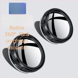 Oglindă retrovizoare auto cu oglindă mică rotundă pentru unghiuri moarte, rotație la 360°, montaj cu ventuză, ultra înaltă definiție, anti-reflexie