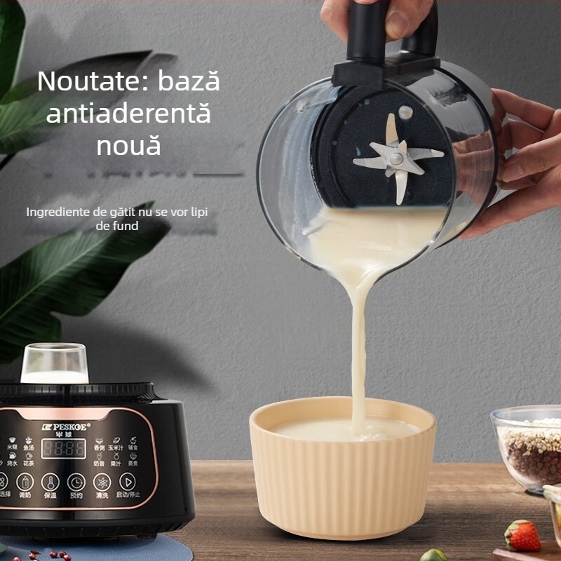 Mașină all-in-one pentru lapte de soia și sucuri, cu formă semi-sferică – capacitate 1,2 L+, control prin atingere, măcinare fără filtru, încălzire 3D, uscare la cald și sterilizare