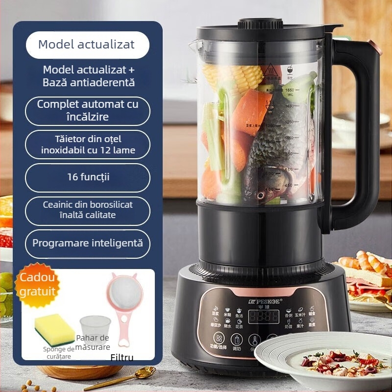 Mașină all-in-one pentru lapte de soia și sucuri, cu formă semi-sferică – capacitate 1,2 L+, control prin atingere, măcinare fără filtru, încălzire 3D, uscare la cald și sterilizare