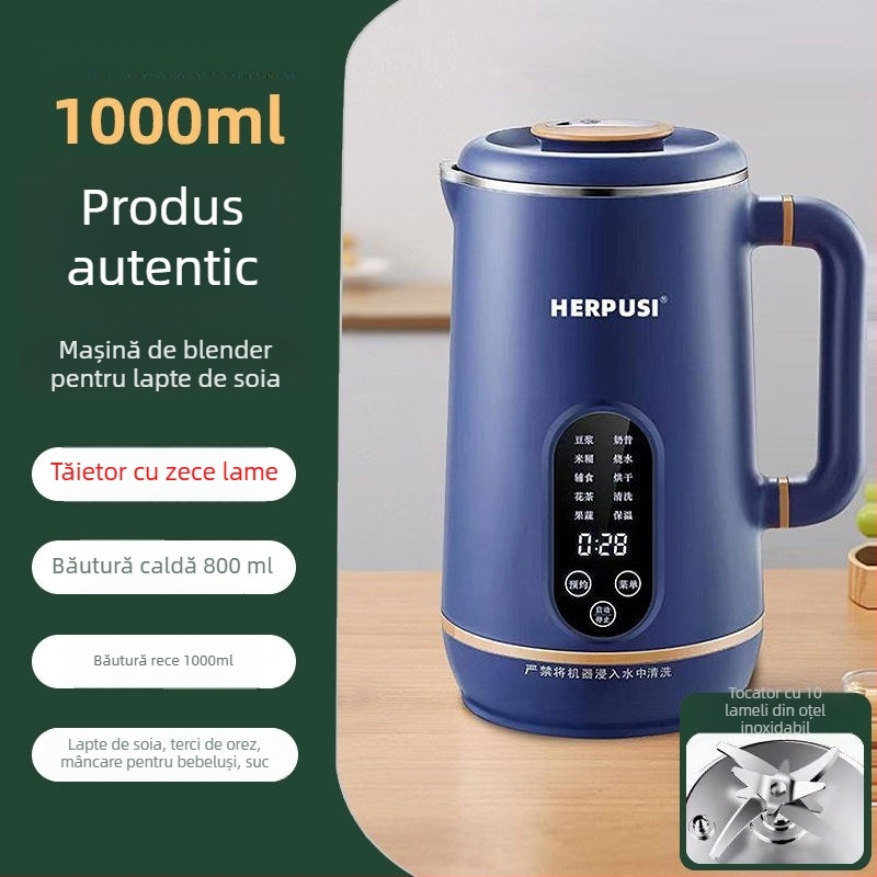 Blender casnic de soia cu spargere celulară, încălzire automată, capacitate sub 0,6 L, fără spălare manuală, multifuncțional pentru sucuri de fructe