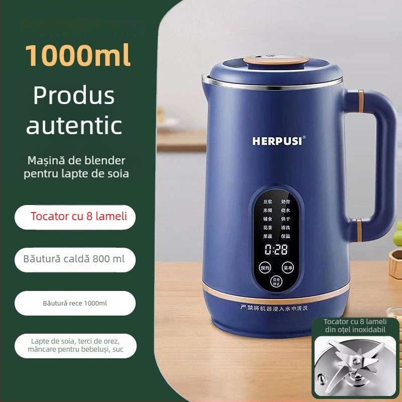 Blender casnic de soia cu spargere celulară, încălzire automată, capacitate sub 0,6 L, fără spălare manuală, multifuncțional pentru sucuri de fructe