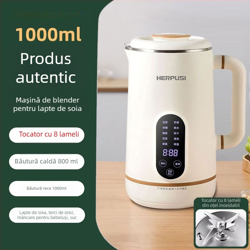 Blender casnic de soia cu spargere celulară, încălzire automată, capacitate sub 0,6 L, fără spălare manuală, multifuncțional pentru sucuri de fructe