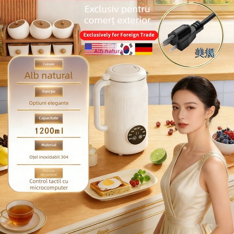 Mașină de lapte de soia, corp din oțel inoxidabil, 800W, măcinare fără sită, încălzire prin plăcuță inferioară, menține cald pentru 4–5 porții