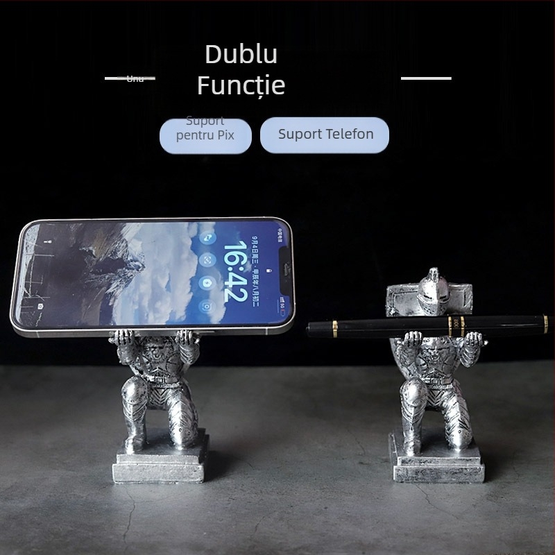 Suport pentru pix — Cavaler în armură, ornament de birou, suvenir de absolvire (Material: rășină; Model: Sf-pen holder; Marcă: Ordinary; Imprimare siglă: Da)