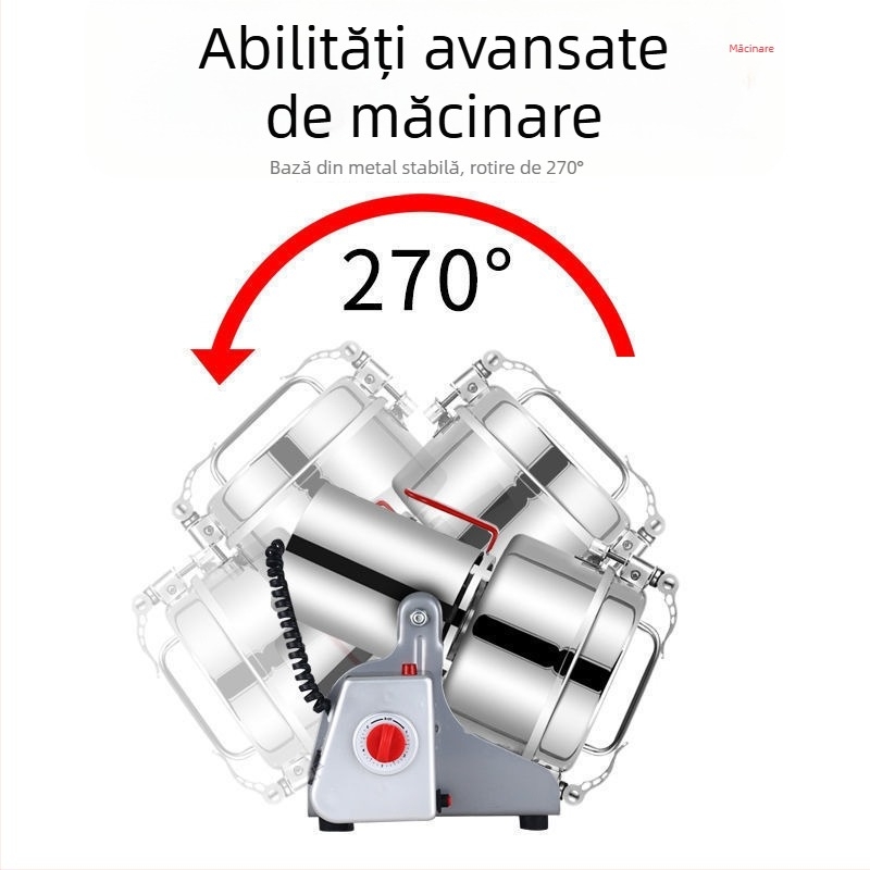 Râșniță universală pentru uz casnic, măcinare ultra-fină din oțel inoxidabil, capacitate 2000 g, peste 40.000 rpm, cană din oțel inoxidabil, corp din oțel inoxidabil, 6+ lame