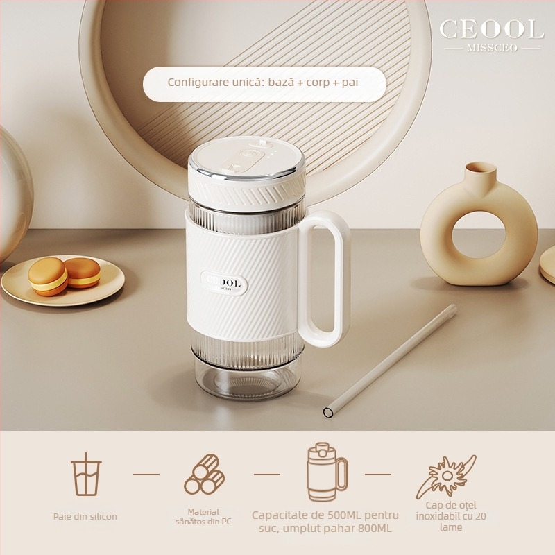 Juicer portabil în pahar – 18000 rpm, 150W, 5+ lame, baterie încorporată, capacitate 400 ml