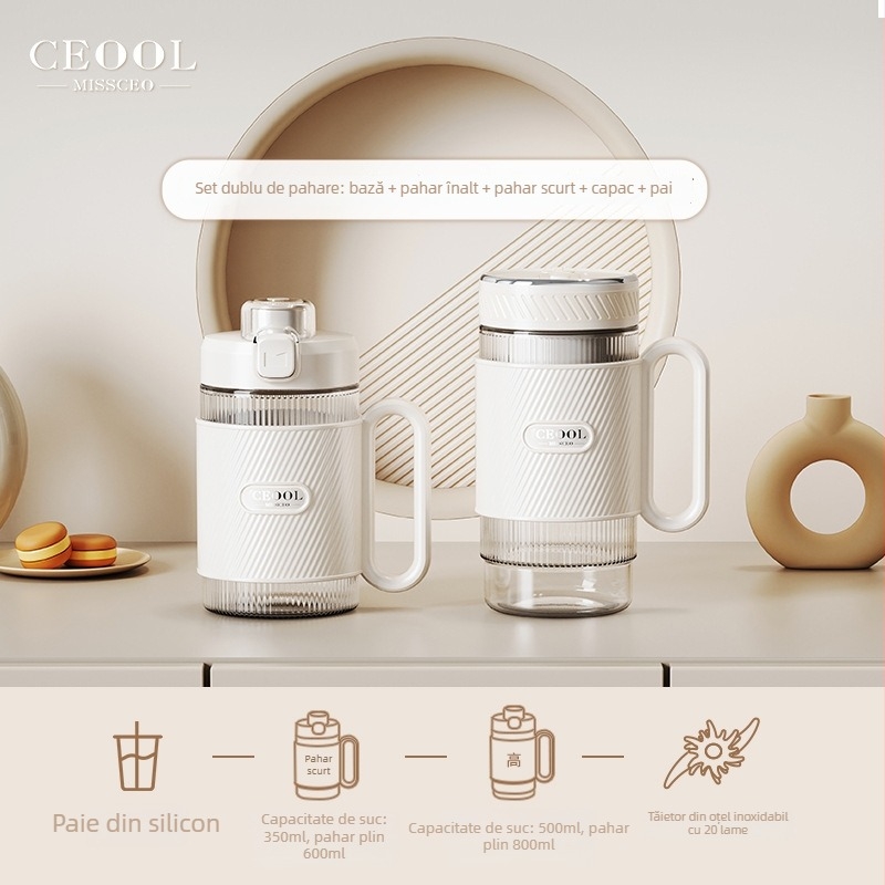 Juicer portabil în pahar – 18000 rpm, 150W, 5+ lame, baterie încorporată, capacitate 400 ml