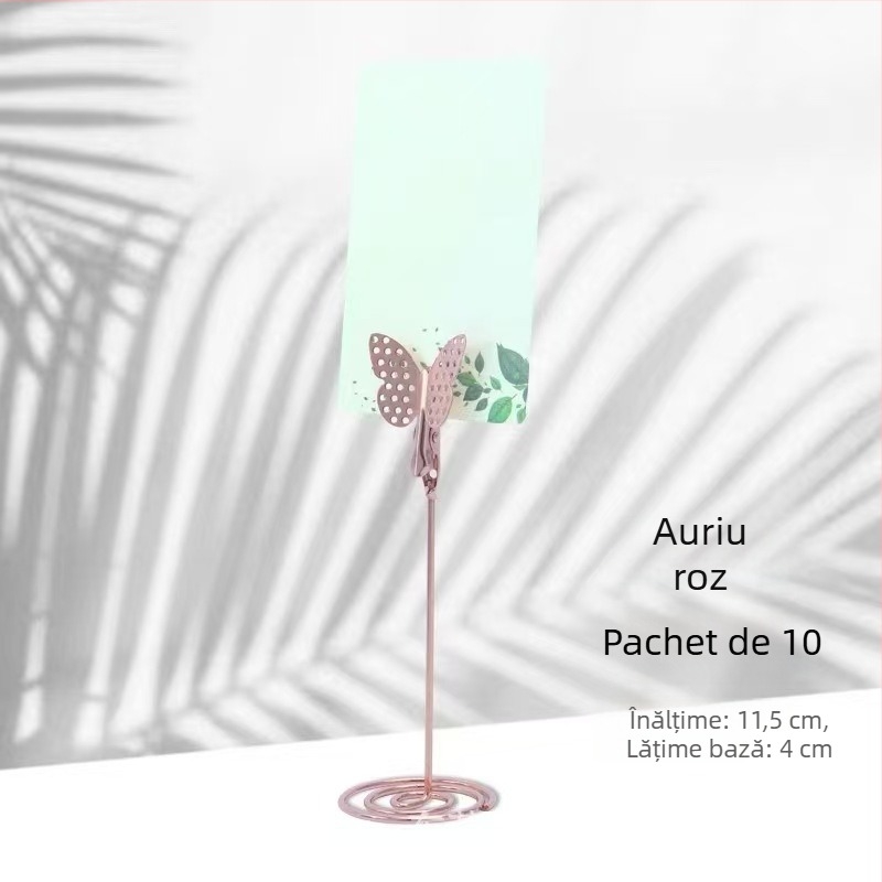 Clip metal pentru notițe – oțel inoxidabil, formă geometrică, capacitate 50, model Butterfly Card Clip, brand Xinxing Craft