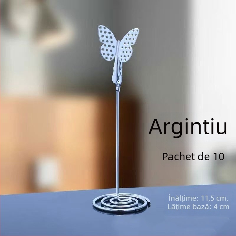 Clip metal pentru notițe – oțel inoxidabil, formă geometrică, capacitate 50, model Butterfly Card Clip, brand Xinxing Craft