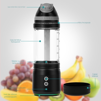 Juicer portabil cu 5+ lame, 20.001–22.000 rpm, 250W, 401–600 ml, baterie încorporată reîncărcabilă