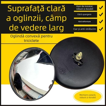 Triciclu electric cu canopy și oglinzi de recul, triciclu agricol cu reflectoare, oglinzi convexe și rotunde, mari și mici