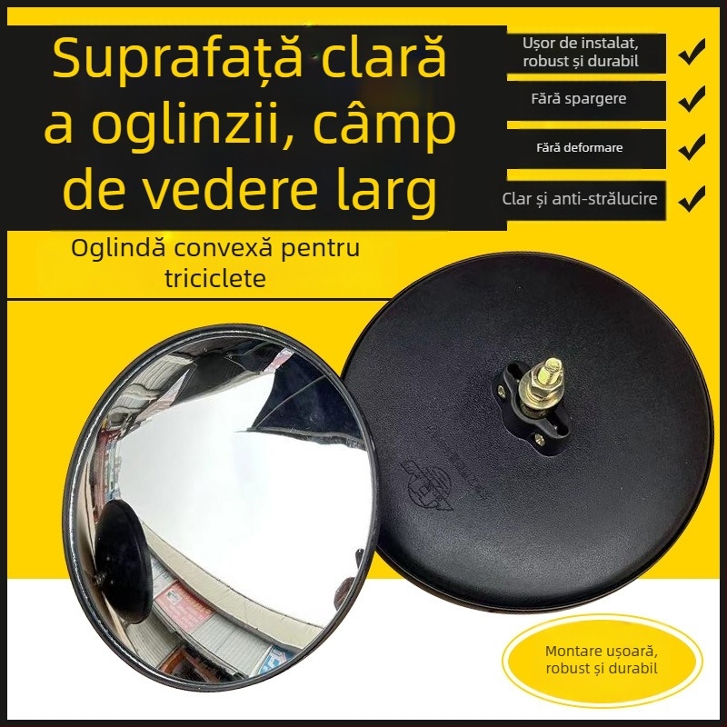 Triciclu electric cu canopy și oglinzi de recul, triciclu agricol cu reflectoare, oglinzi convexe și rotunde, mari și mici