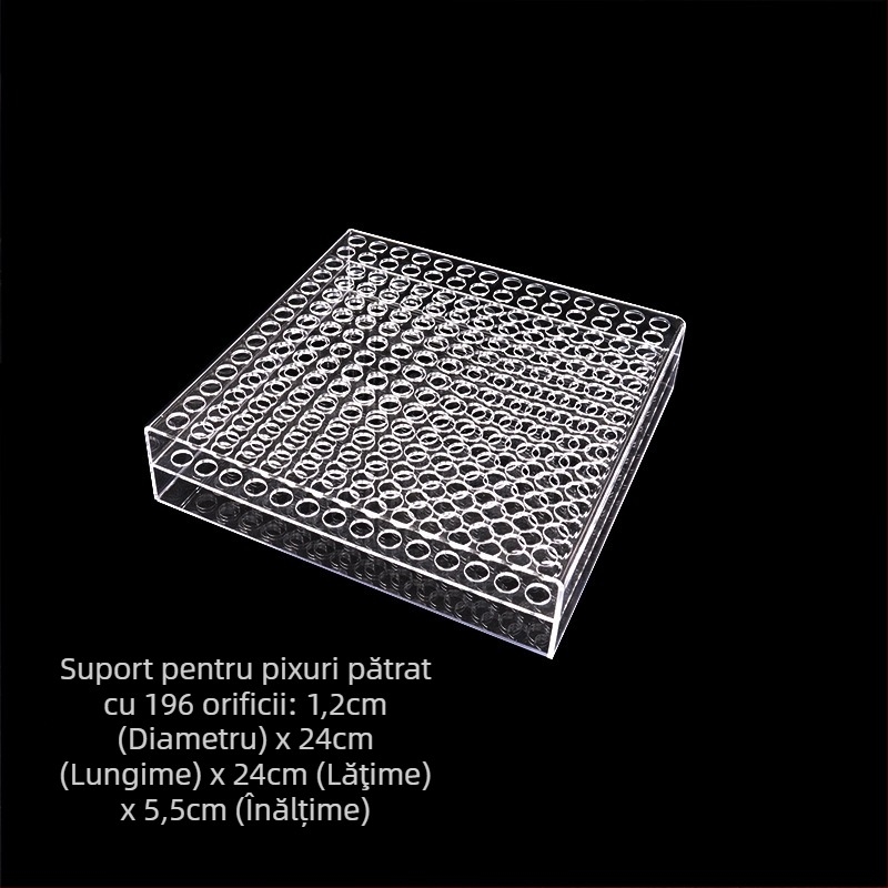 Suport de afișaj din acrilic transparent cu găuri circulare pentru pixuri, imprimare logo, personalizabil (Brand: Gold powder family; Material: acrilic transparent; Imprimare logo: Da; Personalizare: Da)