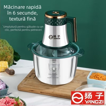 Măcinător electric de carne cu presă de usturoi și mixer pentru aluat, capacitate 5–10 L, oțel inoxidabil, reglaj cu 5 viteze, semi-automat