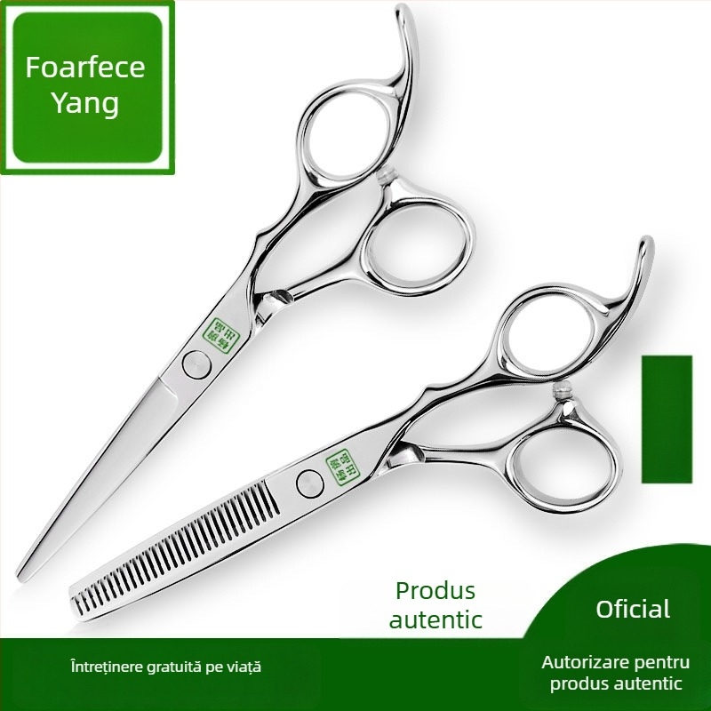 Foarfă de păr Yang – Set profesional de tuns, cu dinți plati și lame ascuțite
