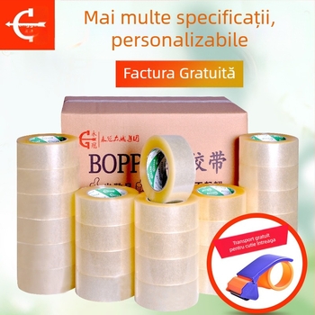 Bandă Yongguan pentru sigilarea ambalajelor – film OPP, suport BOPP, grosime 2.8 μm, adeziv pe bază de apă, 0–60°C, pentru sigilare și ambalare