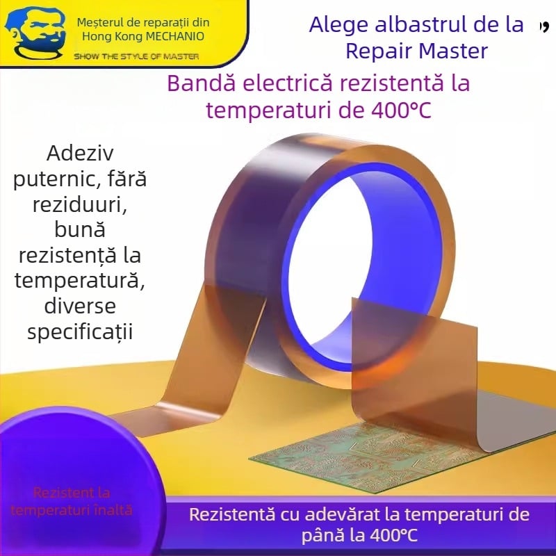 Goldfinger film poliimid rezistent la temperatură înaltă pentru reparații la telefoane mobile — izolație puternică, 350–400°C max, film PI