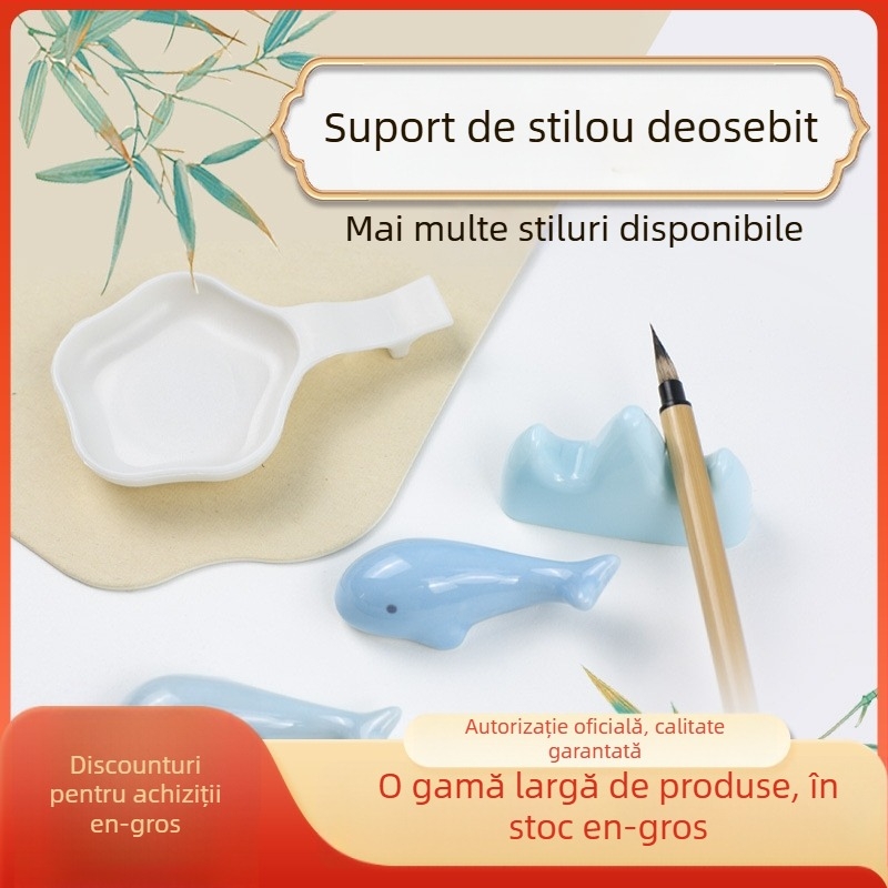 Suport pentru pensule de caligrafie, formă muntoasă, cu motiv fluture-delfin (Brand art, Material plastic, Model 023568956)