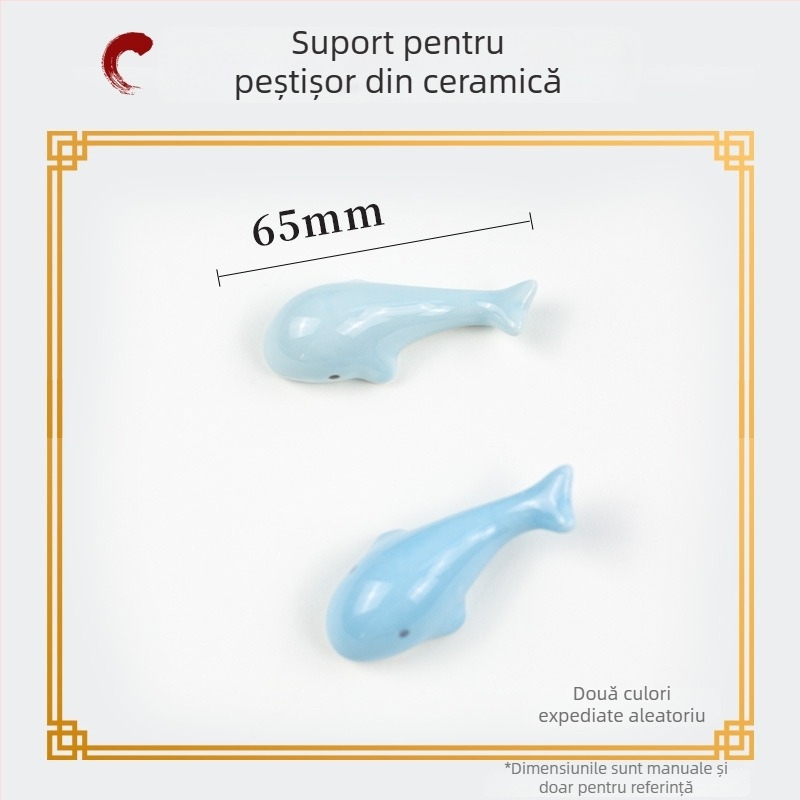 Suport pentru pensule de caligrafie, formă muntoasă, cu motiv fluture-delfin (Brand art, Material plastic, Model 023568956)