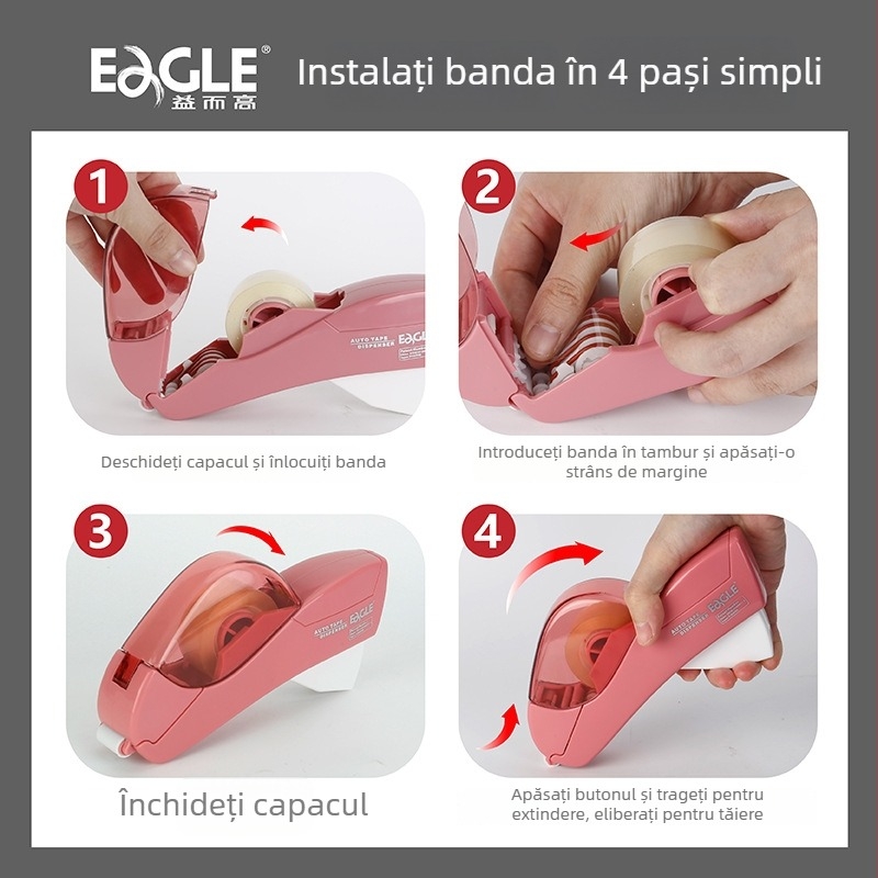 Tăietor de bandă T5166 – Carcasă din plastic, 182 g, pentru bandă de 12–19 mm, cu logo tipărit