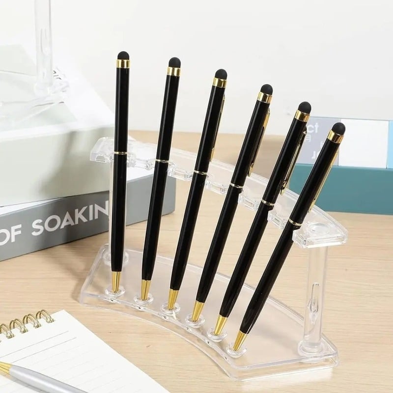 Suport transparent din plastic pentru pixuri și produse cosmetice - depozitare pe birou, 1 nivel, montaj