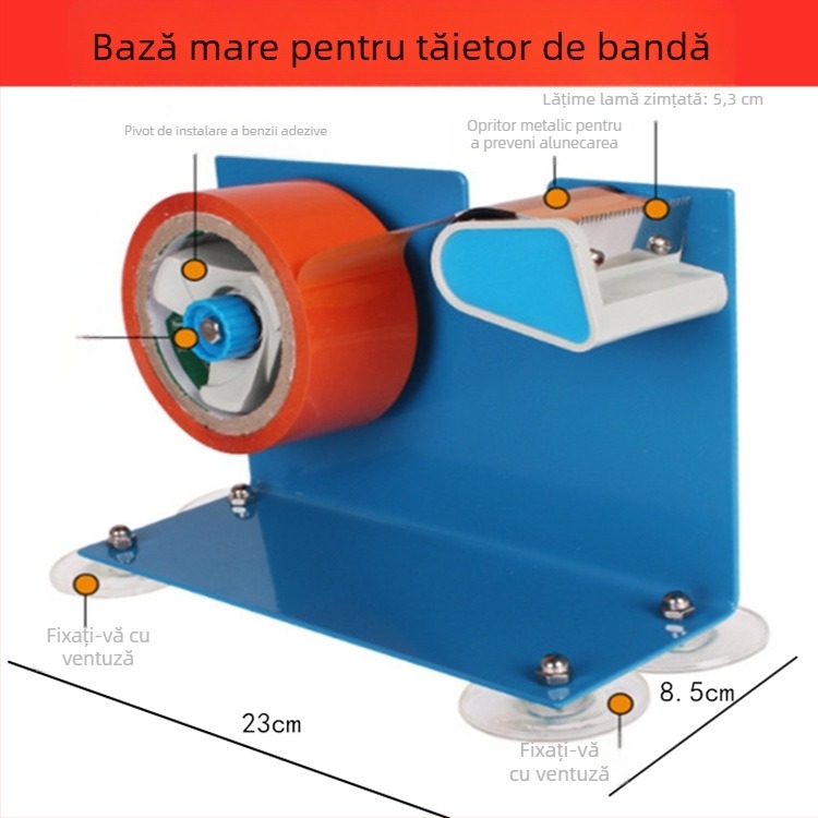 Tăietor de bandă de birou din fier, suport pentru ambalare, model 300, 1300 g, lăţime bandă până la 50 mm, diametru ax 75 mm