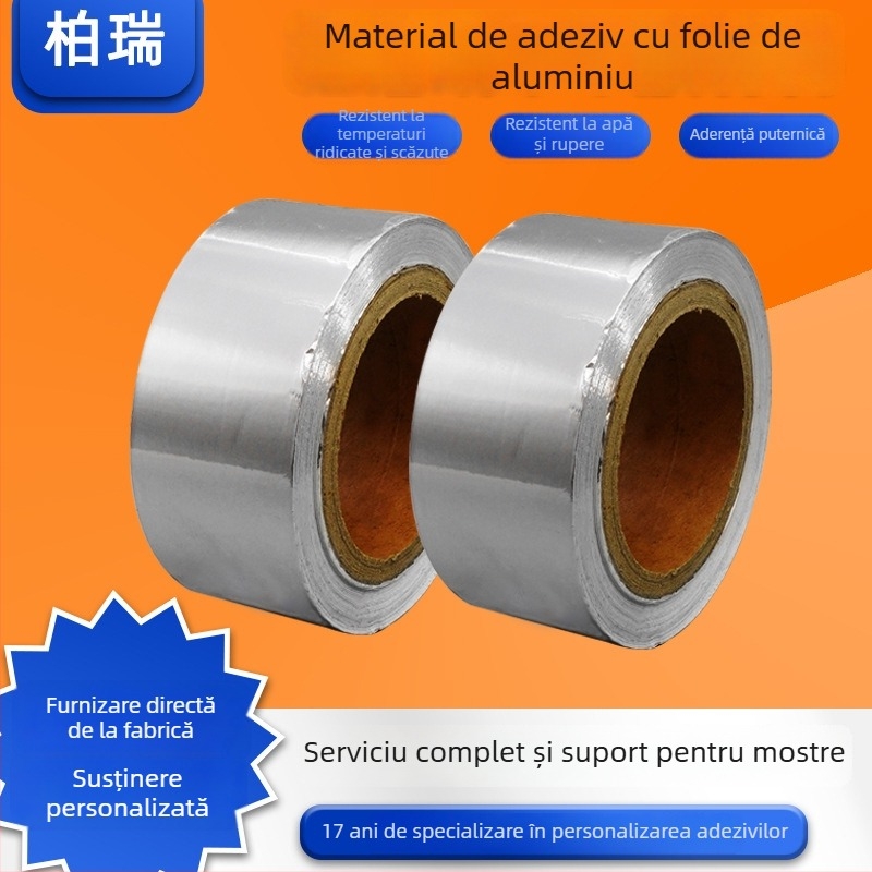 Bandă autoadezivă din folie de aluminiu cu conductivitate dublă, 0,06 mm grosime, rezistentă la temperaturi înalte, pentru conductele de frigider și de aer condiționat