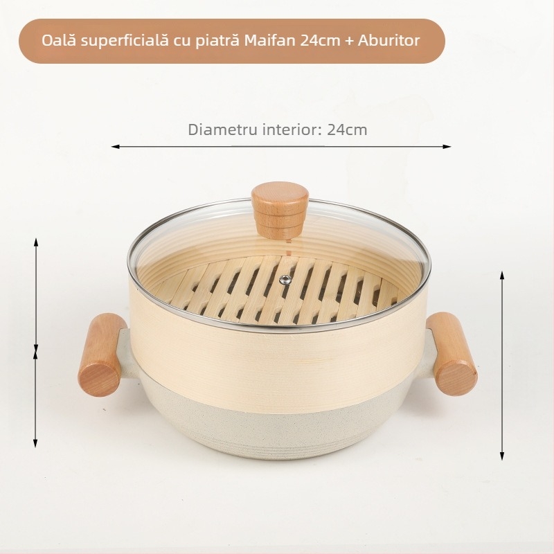 Sword aburitor din aluminiu cu două etaje, capac din sticlă, model 804, adâncime 7 cm, suprafață antiaderentă