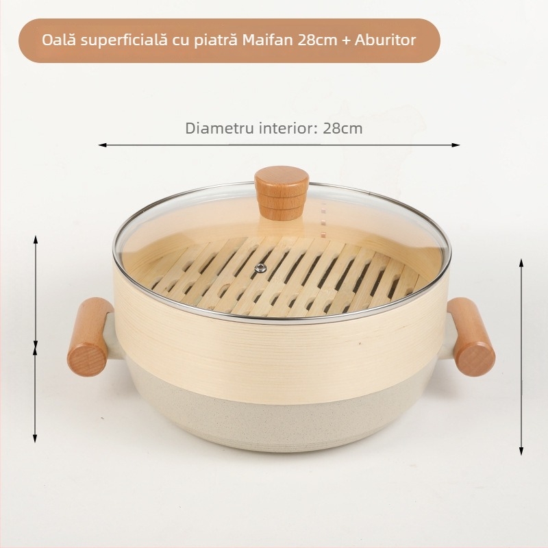 Sword aburitor din aluminiu cu două etaje, capac din sticlă, model 804, adâncime 7 cm, suprafață antiaderentă