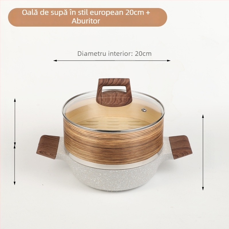 Sword aburitor din aluminiu cu două etaje, capac din sticlă, model 804, adâncime 7 cm, suprafață antiaderentă