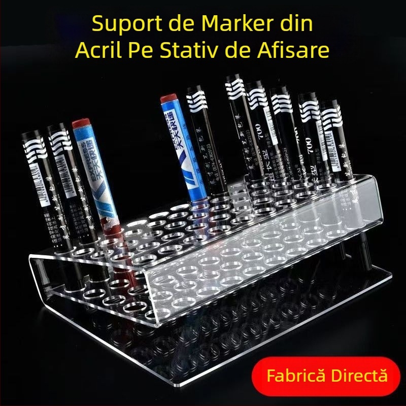 Suport de pixuri pentru birou cu design în trepte, transparent, din rășină (Material: rășină)