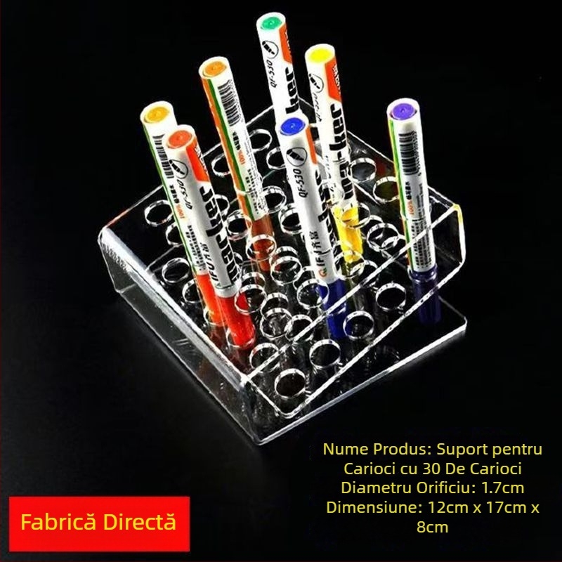 Suport de pixuri pentru birou cu design în trepte, transparent, din rășină (Material: rășină)