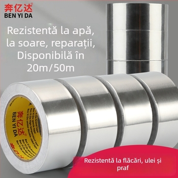 Bandă din aluminiu rezistentă la temperaturi înalte, marca Yida, pentru etanșare și reparații la hota de bucătărie, etanșare impermeabilă, reparație boiler, aluminiu 999