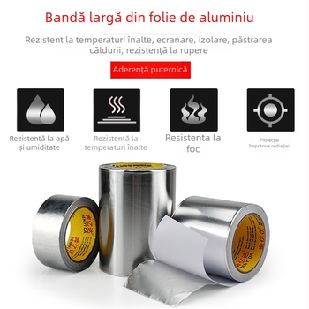 Bandă din aluminiu rezistentă la temperaturi înalte, marca Yida, pentru etanșare și reparații la hota de bucătărie, etanșare impermeabilă, reparație boiler, aluminiu 999