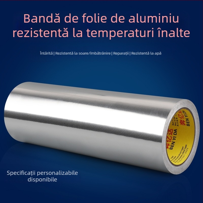Bandă din aluminiu rezistentă la temperaturi înalte, marca Yida, pentru etanșare și reparații la hota de bucătărie, etanșare impermeabilă, reparație boiler, aluminiu 999