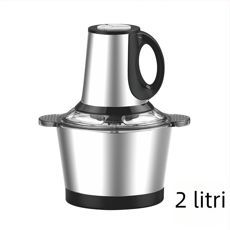 Mașină electrică de tocat carne pentru uz casnic, capacitate 5 L, 5 viteze, 40.000 RPM, vas și corp din oțel inoxidabil, procesor alimentar multifuncțional